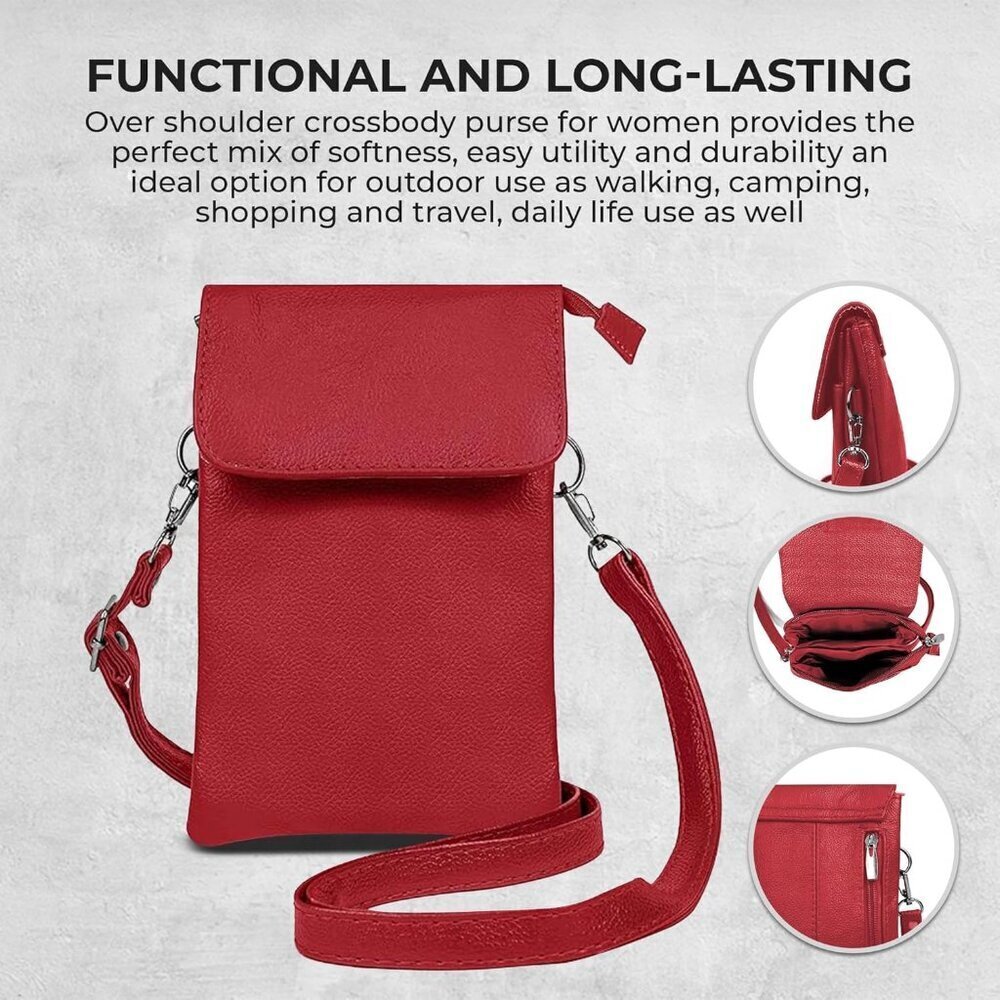 Leather Small Crossbody Purse Women Stylish Lightweight Durable Spacious - Picture 2 of 8